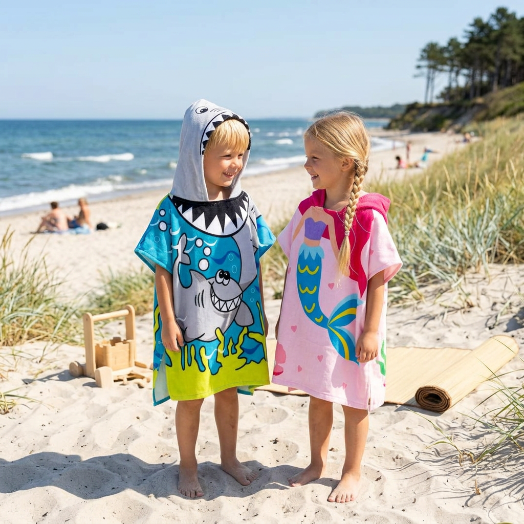 AquaCape™ — Badponcho för barn med motiv de älskar